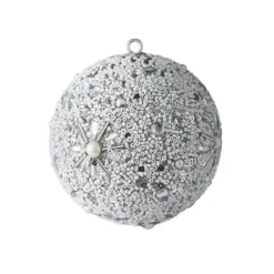 Weihnachtskugel OPIUM GiftCompany Blumenmuster, Perlen, Glitzer weiß ø 10 cm