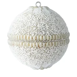 Weihnachtskugel OPIUM GiftCompany Blumenmuster, Perlen, Steine weiß ø 10 cm