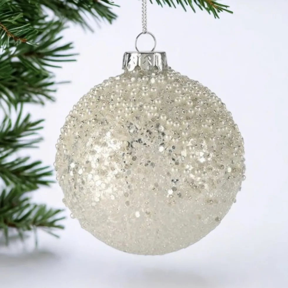 Weihnachtskugel SEOUL GiftCompany Glitzer weiß ø 8 cm