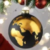 Weihnachtskugel WELTKUGEL GiftCompany schwarz / gold D 10 cm