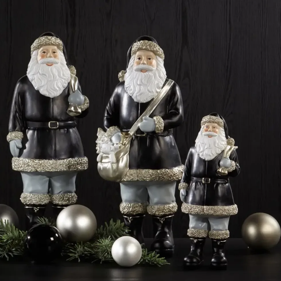 Weihnachtsmann-Figur Deko Santa Prescott schwarz Höhe 45 cm
