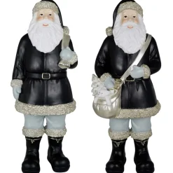 Weihnachtsmann-Figur Deko Santa Prescott schwarz Höhe 45 cm