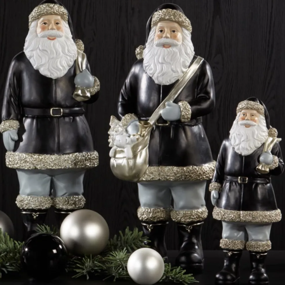 Weihnachtsmann-Figur Deko Santa Prescott schwarz Höhe 45 cm