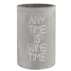 Weinkühler Beton Räder grau ANY TIME IS WINE TIME H 21 cm