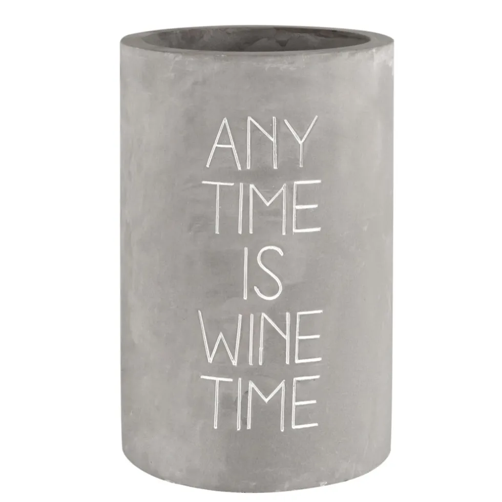 Weinkühler Beton Räder grau ANY TIME IS WINE TIME H 21 cm