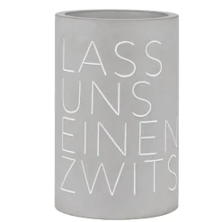 Weinkühler Beton Räder grau LASS UNS EINEN ZWITSCHERN H 21 cm