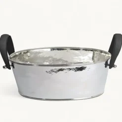 Weinkühler silber mit Henkel Edzard GAVIN schwarz Durchmesser 39 cm