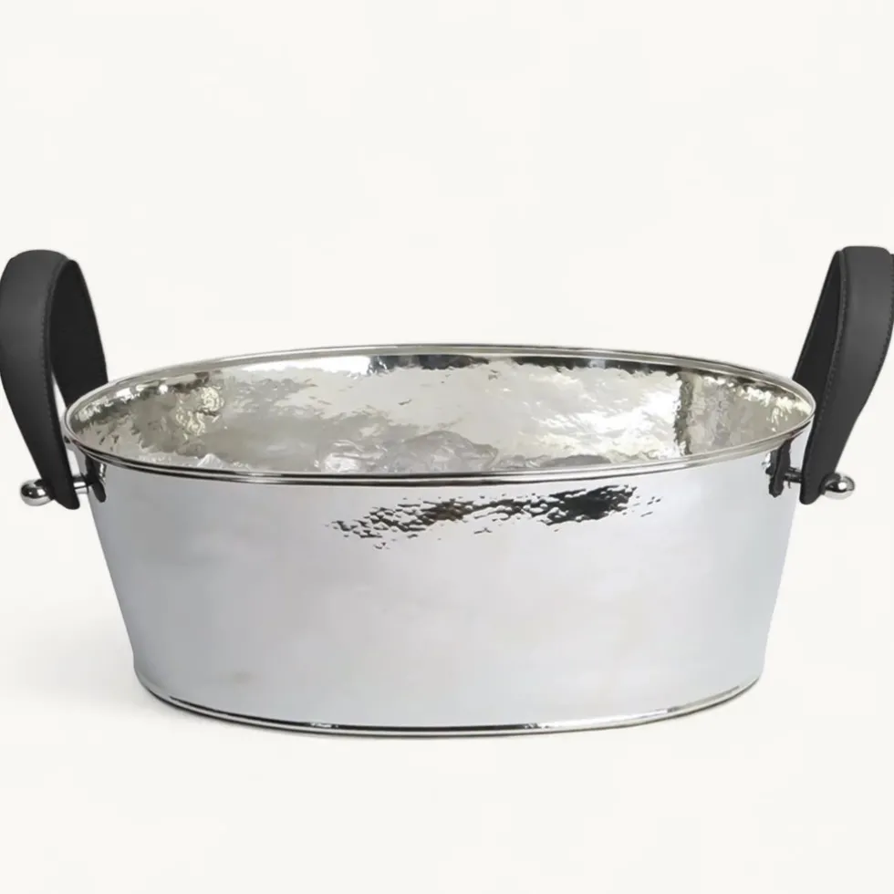 Weinkühler silber mit Henkel Edzard GAVIN schwarz Durchmesser 39 cm