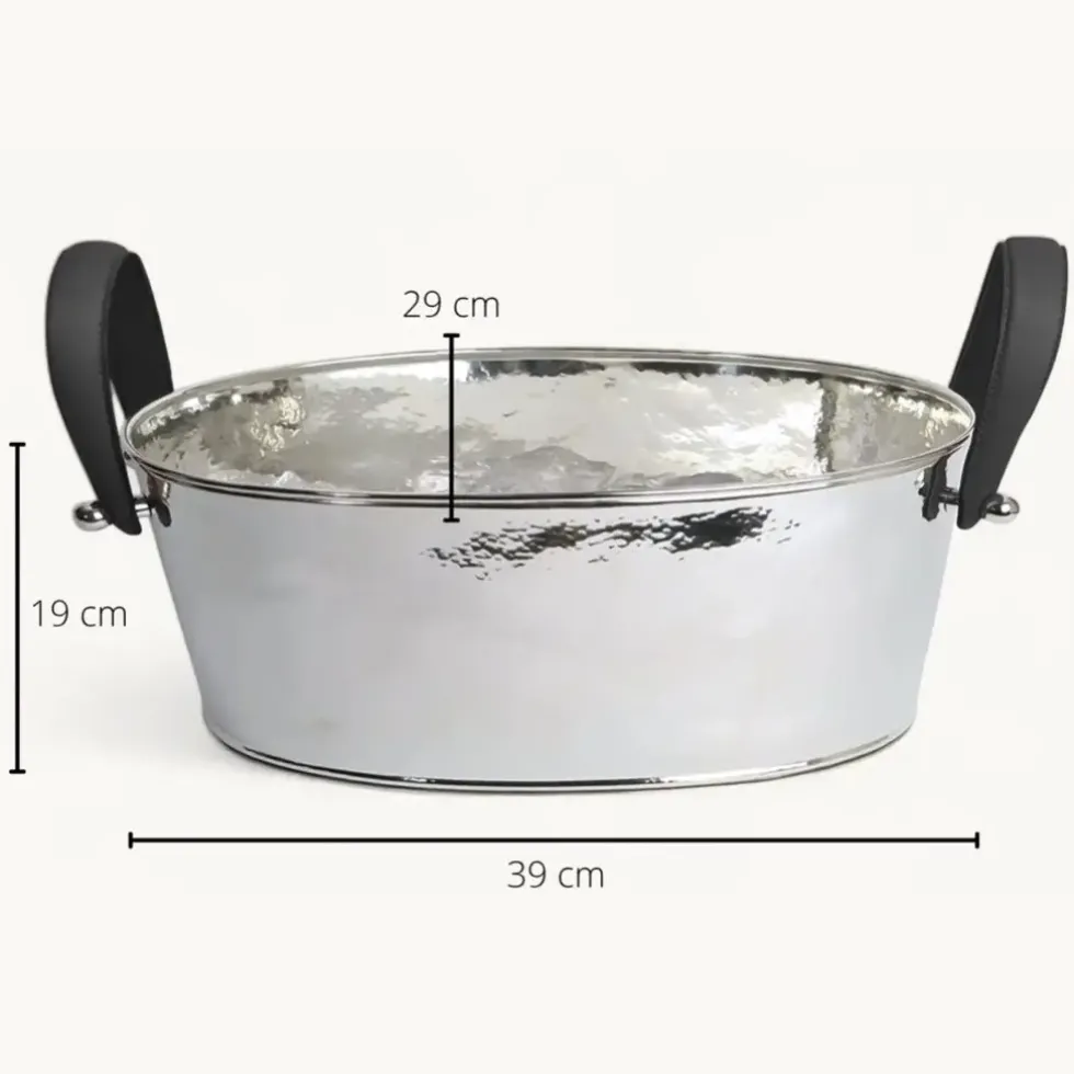 Weinkühler silber mit Henkel Edzard GAVIN schwarz Durchmesser 39 cm