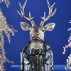Werner Voß Weihnachtsdeko Hirschbüste mit Fliege silber blau