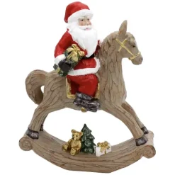 Werner Voß Weihnachtsdeko SANTA AUF SCHAUKELPFERD Höhe 30 cm