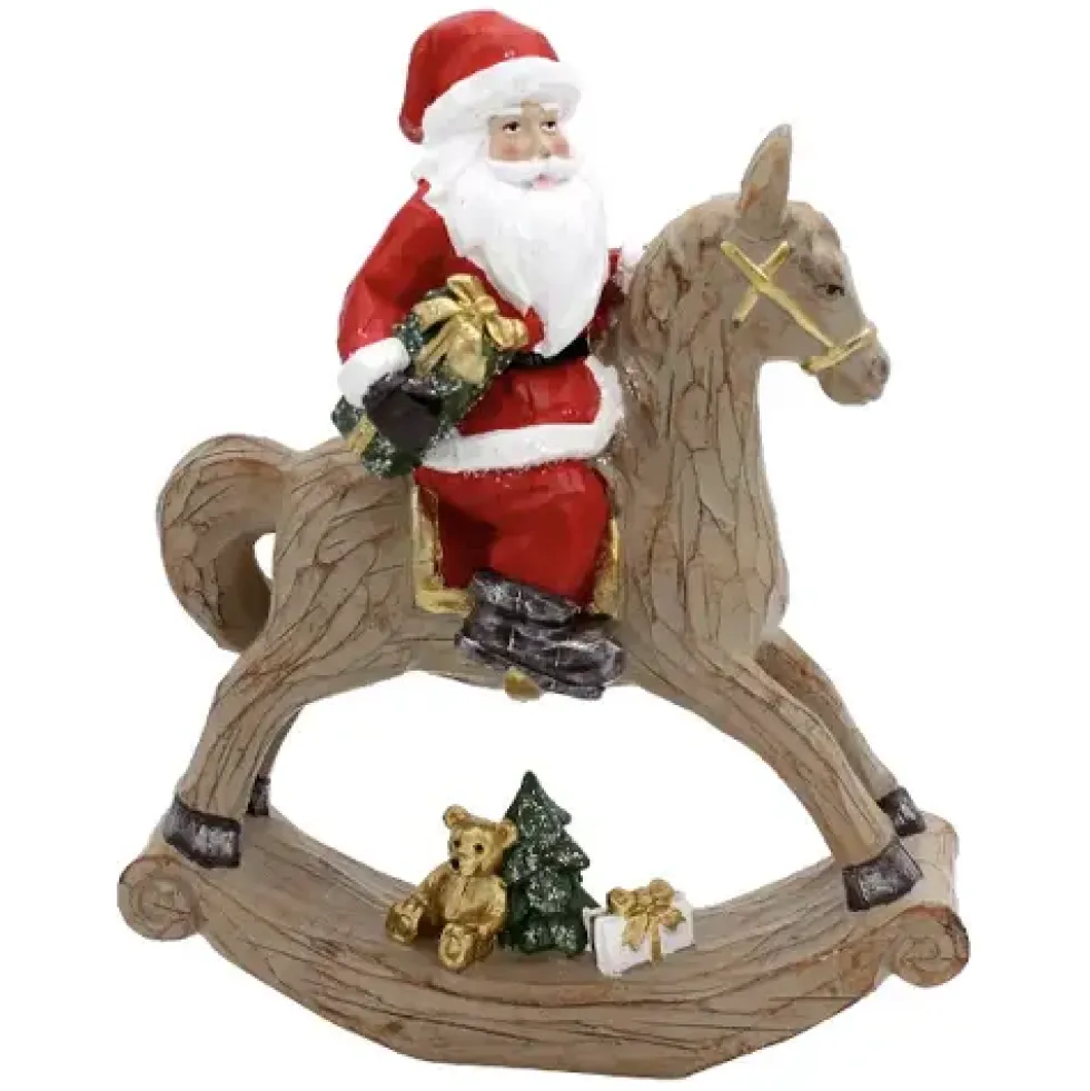 Werner Voß Weihnachtsdeko SANTA AUF SCHAUKELPFERD Höhe 30 cm