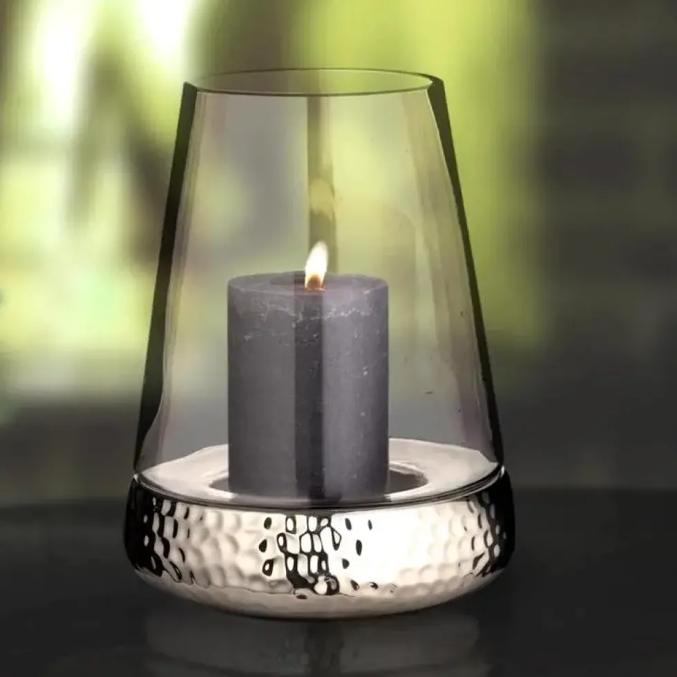 Windlicht Glas Bora gehämmert Edzard Höhe 28 cm