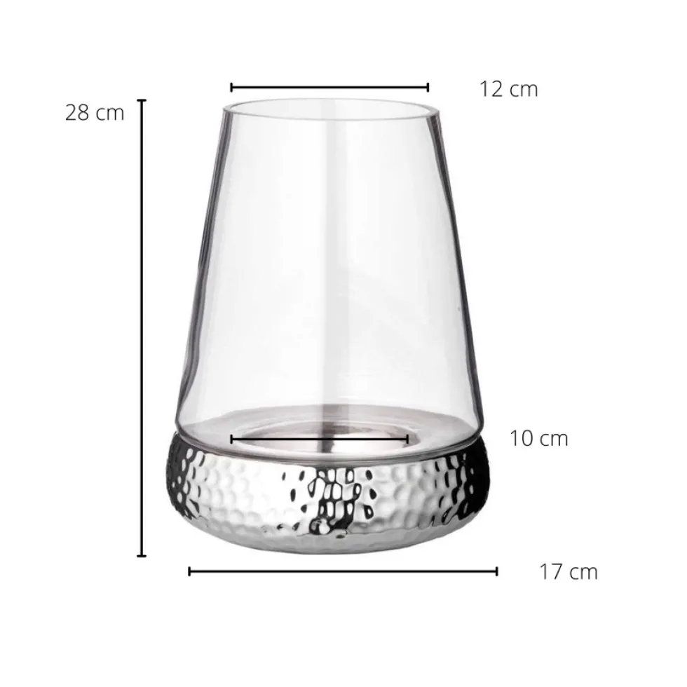 Windlicht Glas Bora gehämmert Edzard Höhe 28 cm