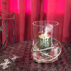 Windlicht Glas Crowne silber Kaheku