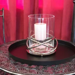 Windlicht Glas Crowne silber Kaheku