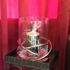 Windlicht Glas Crowne silber Kaheku