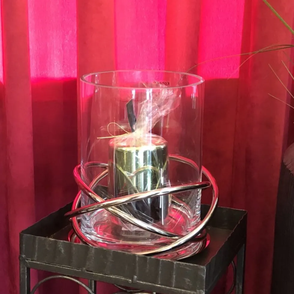 Windlicht Glas Crowne silber Kaheku
