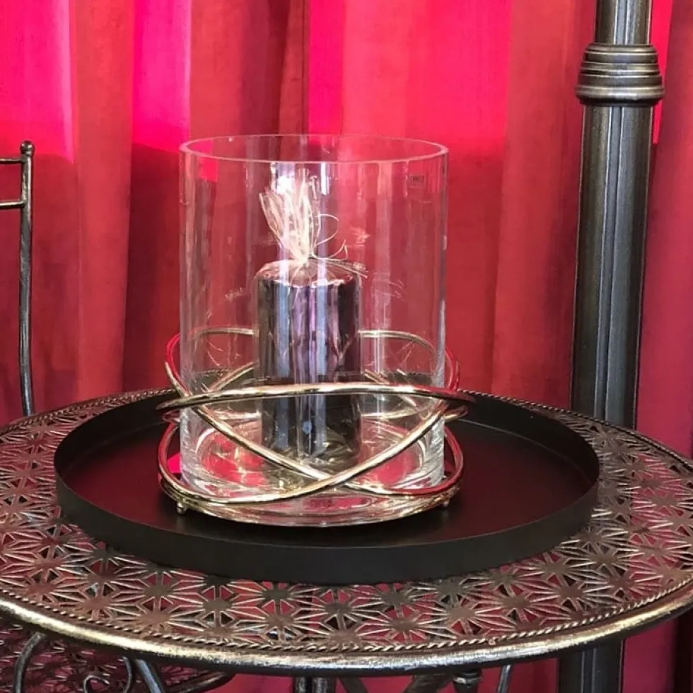 Windlicht Glas Crowne silber Kaheku