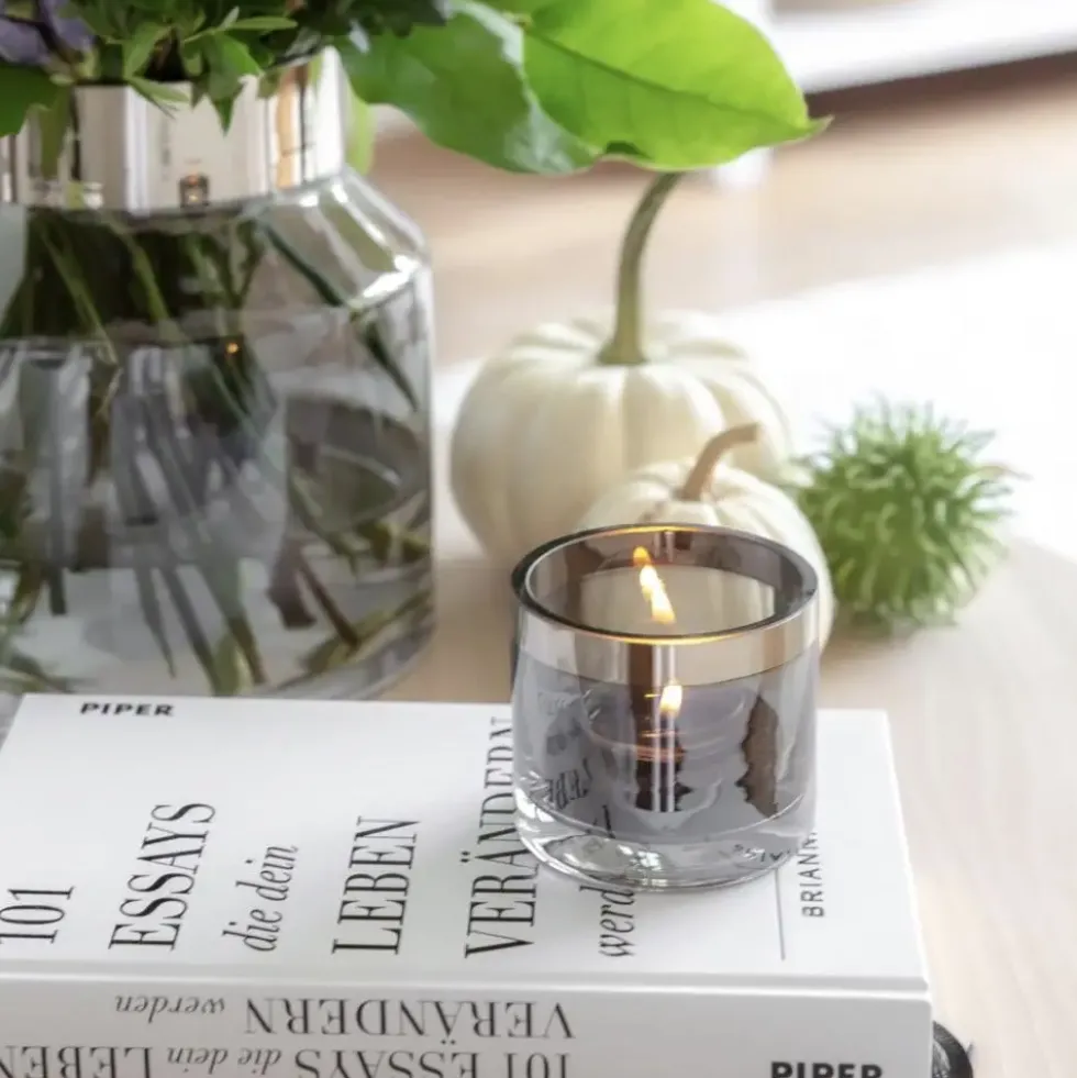 Windlicht Glas Zeus mit Platinrand Edzard