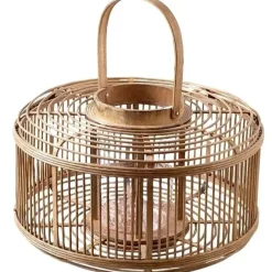Windlicht Laterne Bambus mit Henkel Durchmesser 39 cm