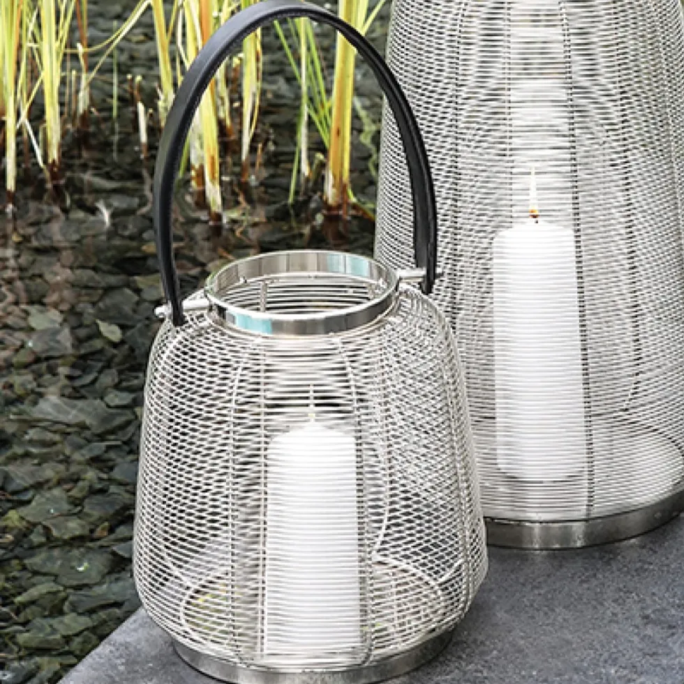 Windlicht Laterne Cage Casablanca mit Lederhenkel Höhe 27 cm