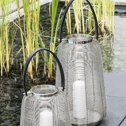 Windlicht Laterne Cage mit Lederhenkel Casablanca Höhe 44 cm