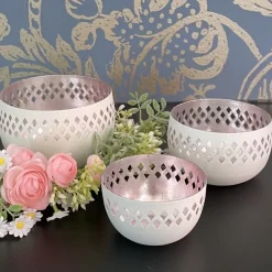Windlicht Madras 3er Set GiftCompany weiß rosa