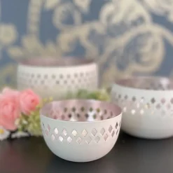 Windlicht Madras 3er Set GiftCompany weiß rosa