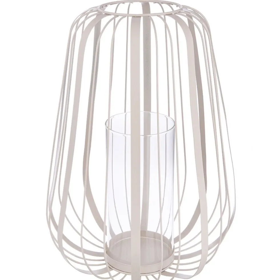 Windlicht Metall beige mit Glaseinsatz ROMY
