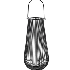 Windlicht Metall Laterne mit Henkel schwarz Höhe 42 cm