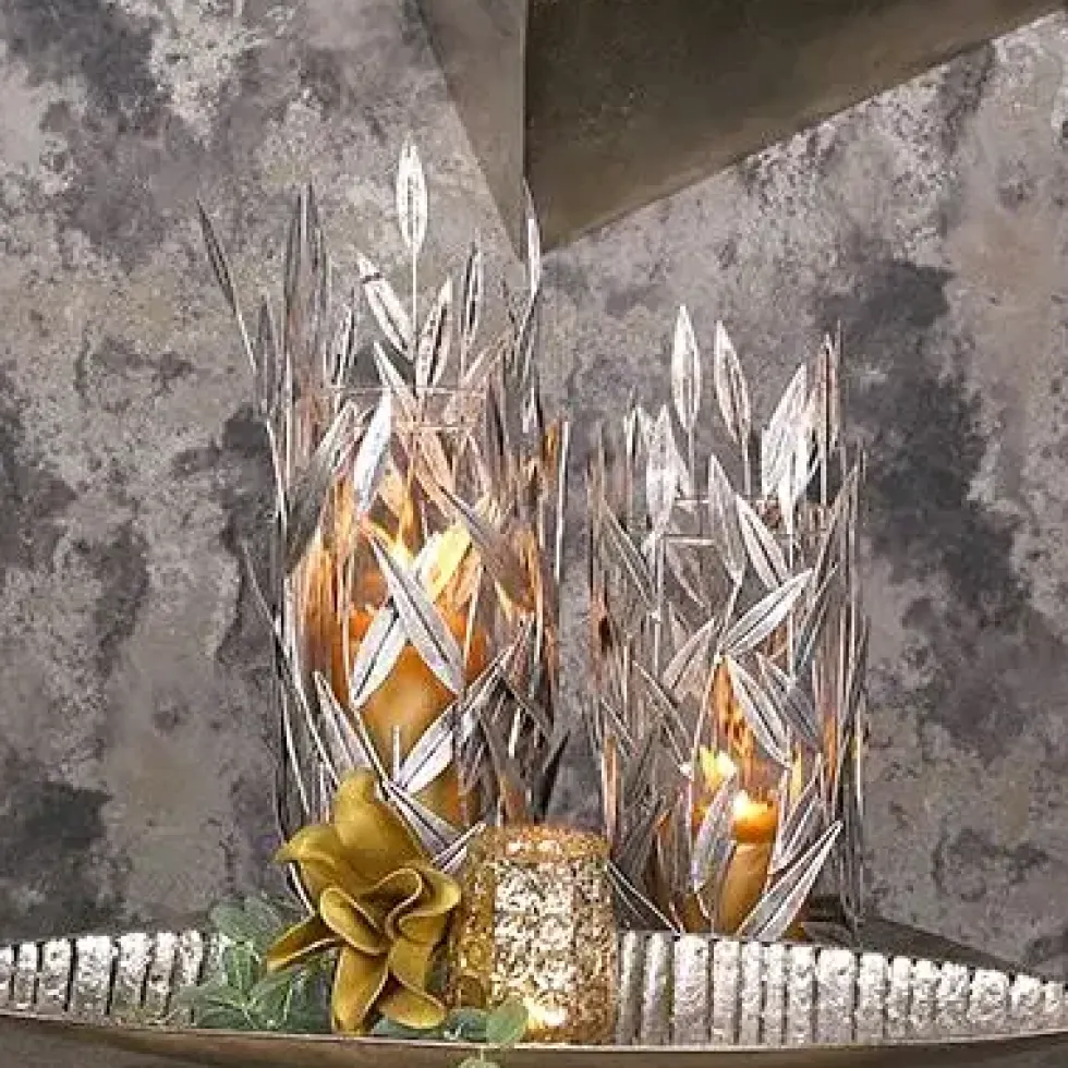 Windlicht Metall mit Glaseinsatz Twigs
