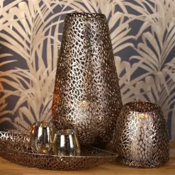 Windlicht Metall Tischlicht Purley Deko antikgold Höhe 46 cm