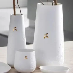 Windlicht Räder Deko Tischlicht weiß goldenes Blatt LIVING H 8 cm