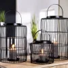 Windlicht schwarz Metall mit Glaseinsatz Stage