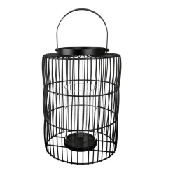 Windlicht schwarz Metall mit Glaseinsatz Stage