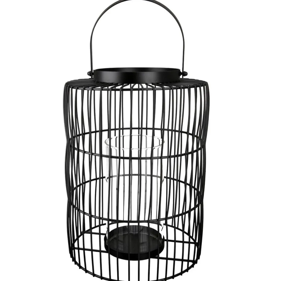 Windlicht schwarz Metall mit Glaseinsatz Stage