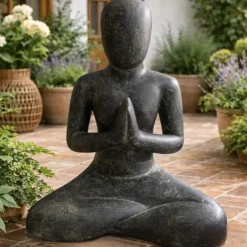 Yoga Garten Statue Riya anthrazit Höhe 80 cm