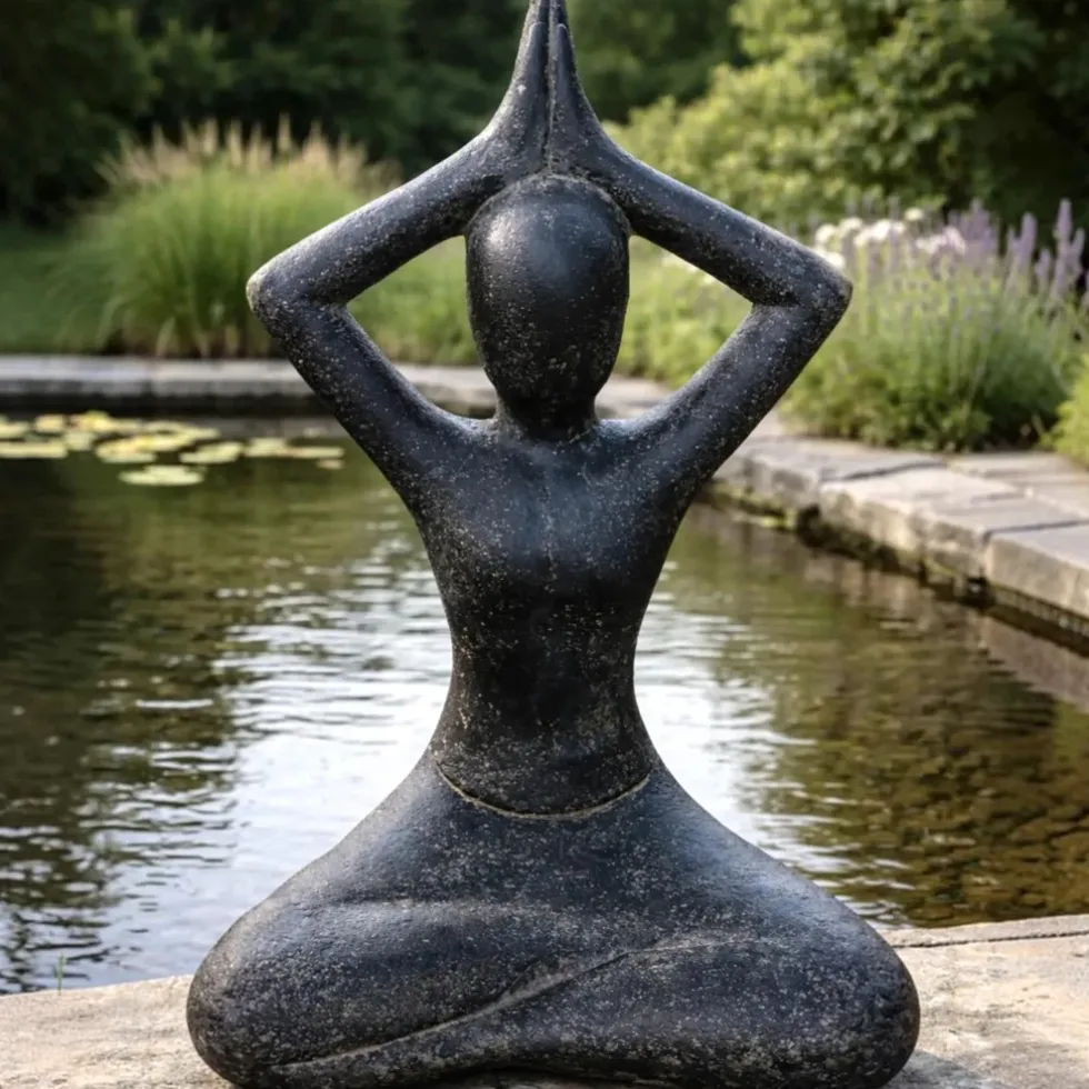 Yoga Garten Statue Yuva anthrazit Höhe 80 cm