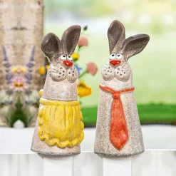 Zaunhocker Keramik Hase Klaus und Claudia H 23 cm