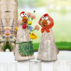 Zaunhocker Keramik Huhn Gerda und Otilie Höhe 21 cm