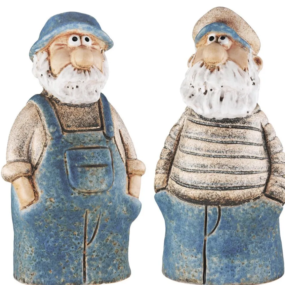 Zaunhocker Keramik Pfostenhocker 2er Set Seemann Albert und Jakob