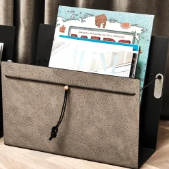 Zeitungsständer Magazin Halter LIND DNA Leder Hippo anthracite-grey B 38 cm