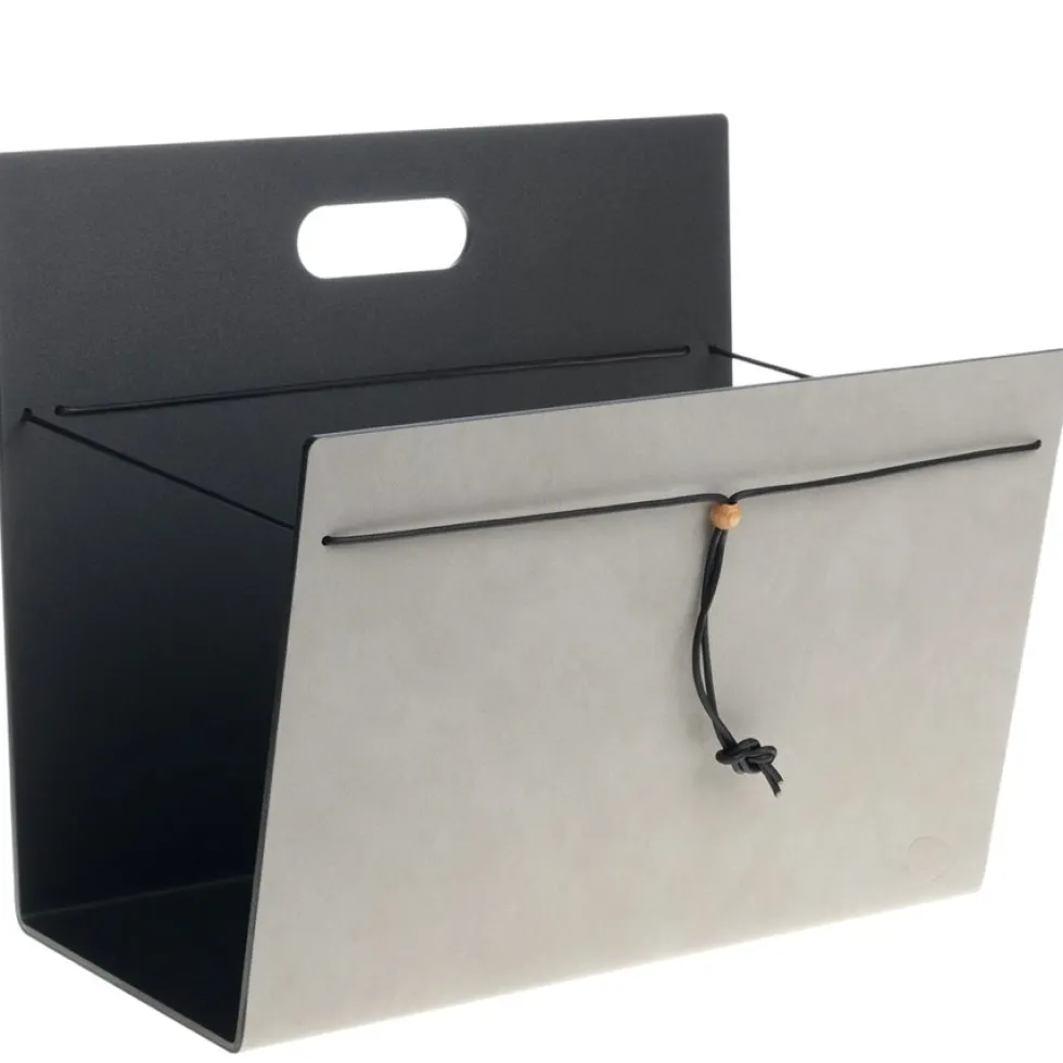 Zeitungsständer Magazin Halter LIND DNA Leder Hippo grey B 38 cm